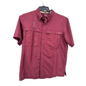 Game Guard University Of Alabama Fishing Shirt Mens XL Maroon Short Sleeve